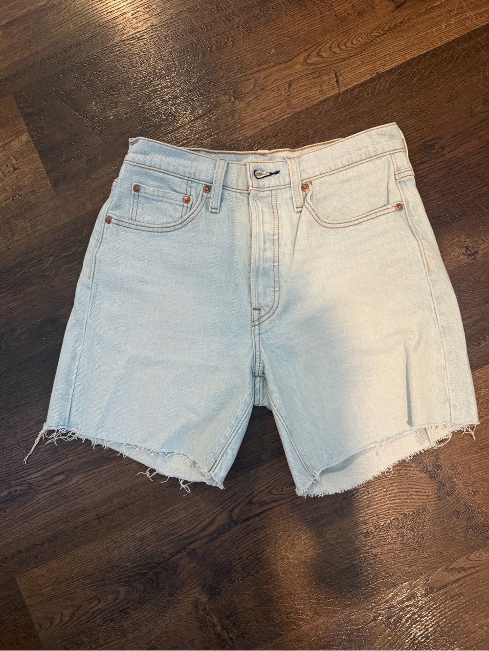 Levi's Light Blue High-Rise Denim Cutoff Shorts
